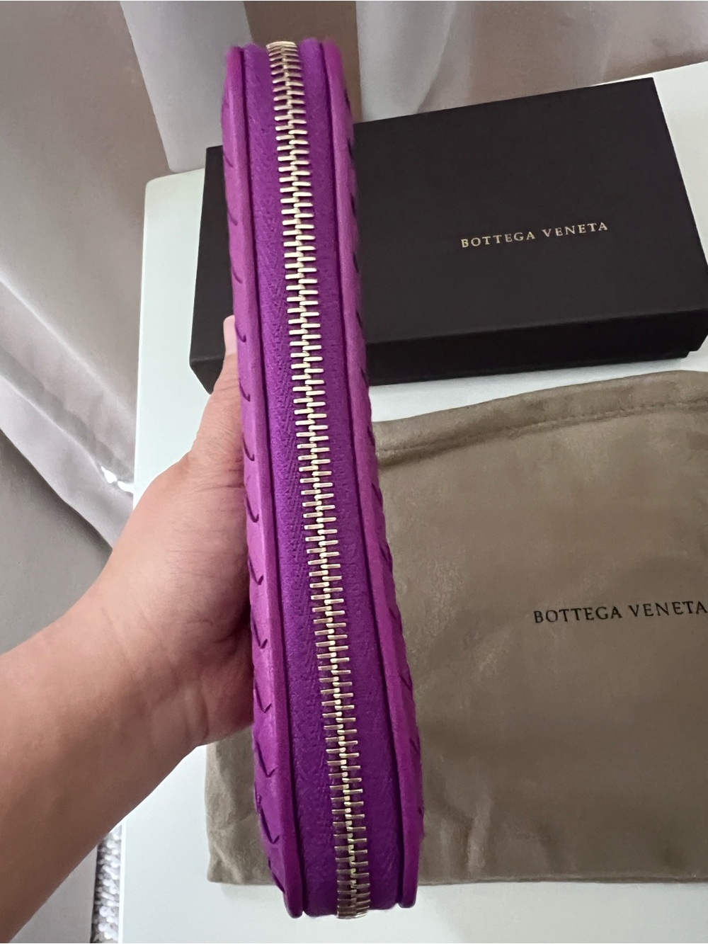 Bottega Veneta Purple Intrecciato Zip Around Wallet - Picture 4 of 10